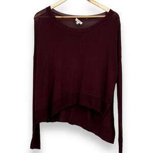 Aritzia Wilfred Burgundy Open Knit Light Weight Angle Cut Side Slit Sweatshirt S